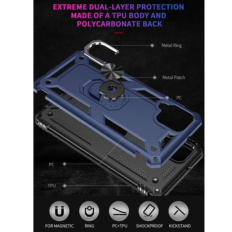 For Samsung Galaxy A12 5G Shockproof TPU + PC Protective Case with 360 Degree Rotating Holder(Blue) by buy2fix