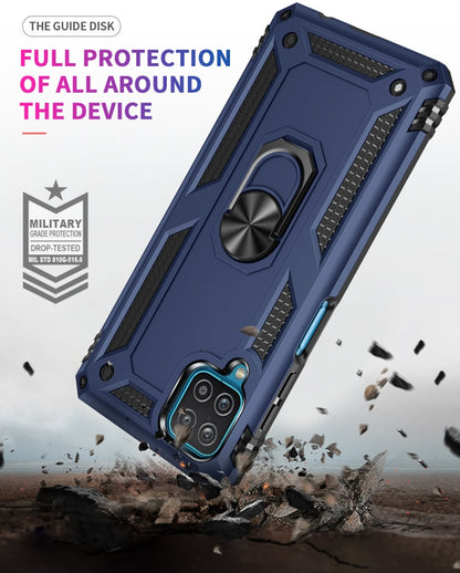 For Samsung Galaxy A12 5G Shockproof TPU + PC Protective Case with 360 Degree Rotating Holder(Blue) by buy2fix