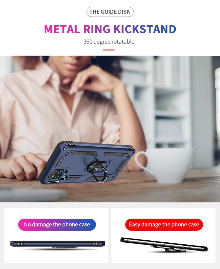 For Samsung Galaxy A12 5G Shockproof TPU + PC Protective Case with 360 Degree Rotating Holder(Blue) by buy2fix