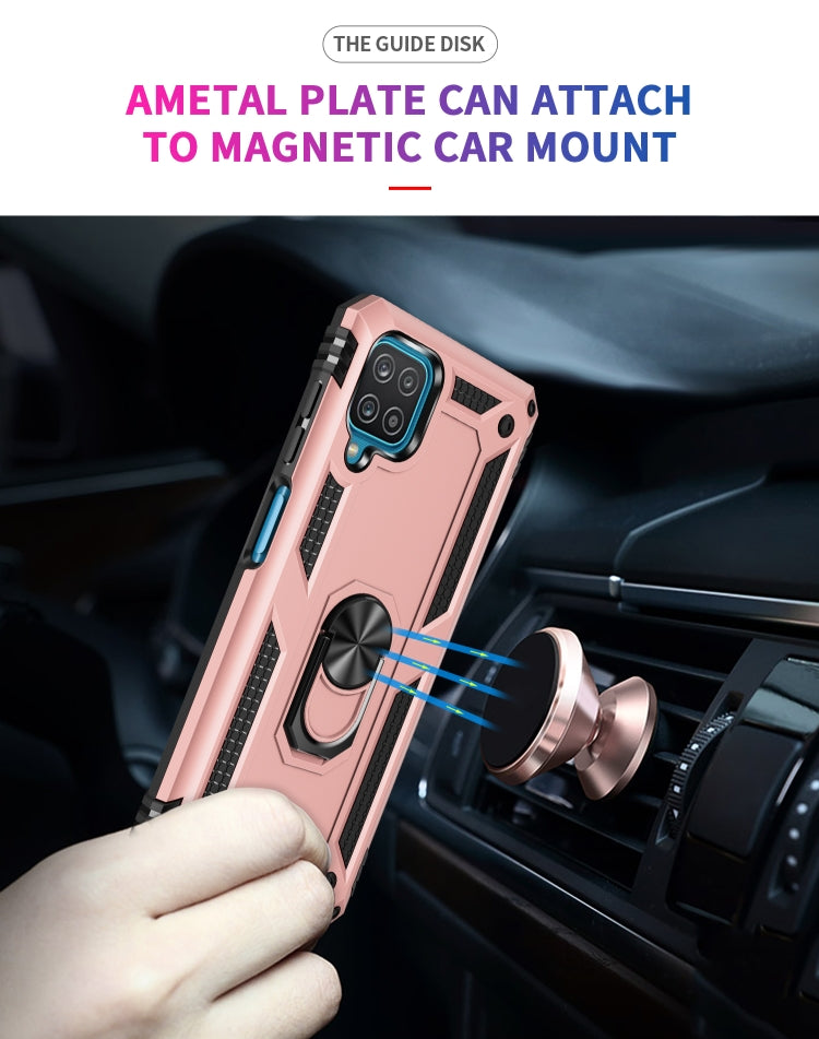 For Samsung Galaxy A12 5G Shockproof TPU + PC Protective Case with 360 Degree Rotating Holder(Rose Gold) - Samsung Accessories by buy2fix | Online Shopping UK | buy2fix