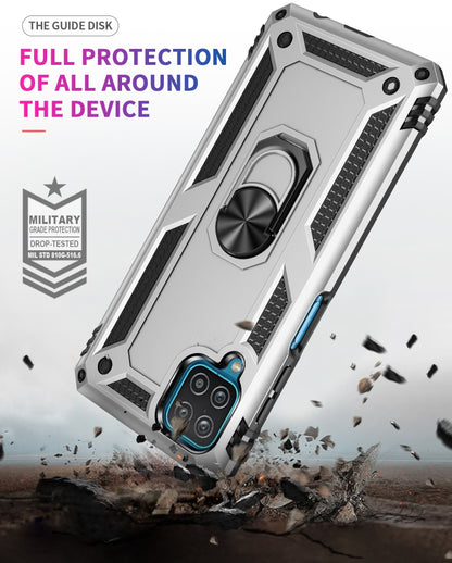 For Samsung Galaxy A12 5G Shockproof TPU + PC Protective Case with 360 Degree Rotating Holder(Silver) by buy2fix