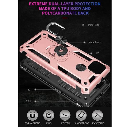 For Motorola Moto G9 Power Shockproof TPU + PC Protective Case with 360 Degree Rotating Holder(Rose Gold) by buy2fix