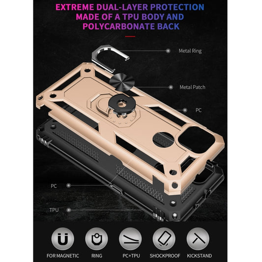 For Motorola Moto G9 Power Shockproof TPU + PC Protective Case with 360 Degree Rotating Holder(Gold) by buy2fix
