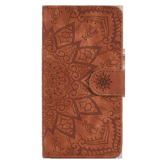 For Xiaomi Redmi Note 8 Pro Calf Pattern Mandala Double Folding Design Embossed Leather Case with Wallet & Holder & Card Slots(Brown) by buy2fix