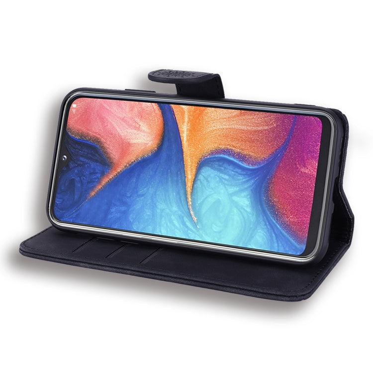 For Galaxy A20s Calf Pattern Mandala Double Folding Design Embossed Leather Case with Wallet & Holder & Card Slots(Black) by buy2fix