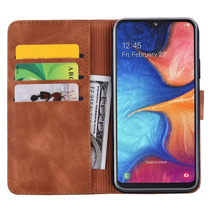For Galaxy A30s / A50s Calf Pattern Mandala Double Folding Design Embossed Leather Case with Wallet & Holder & Card Slots(Brown) by buy2fix