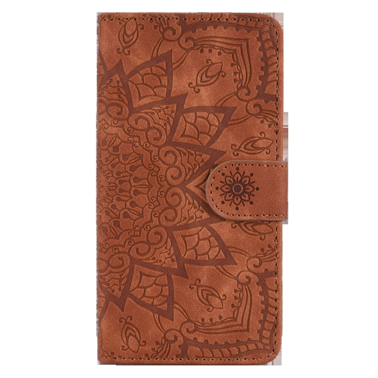 For Xiaomi Mi CC9e / Mi A3 Calf Pattern Mandala Double Folding Design Embossed Leather Case with Wallet & Holder & Card Slots(Brown) by buy2fix