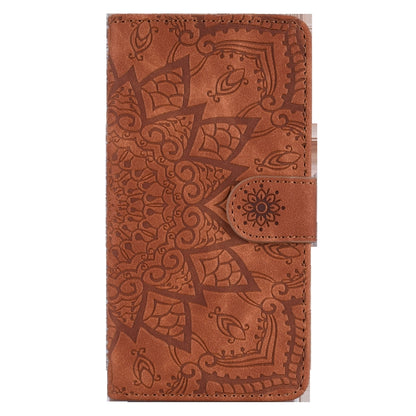 For Xiaomi Mi CC9e / Mi A3 Calf Pattern Mandala Double Folding Design Embossed Leather Case with Wallet & Holder & Card Slots(Brown) by buy2fix