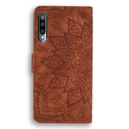 For Xiaomi Mi CC9e / Mi A3 Calf Pattern Mandala Double Folding Design Embossed Leather Case with Wallet & Holder & Card Slots(Brown) by buy2fix