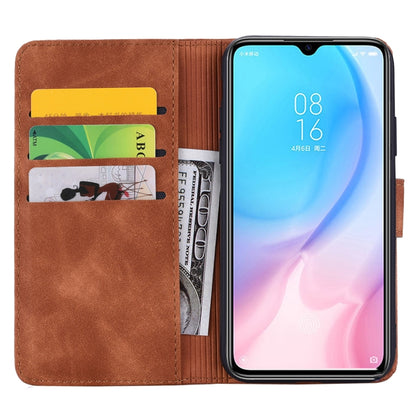 For Xiaomi Mi CC9e / Mi A3 Calf Pattern Mandala Double Folding Design Embossed Leather Case with Wallet & Holder & Card Slots(Brown) by buy2fix