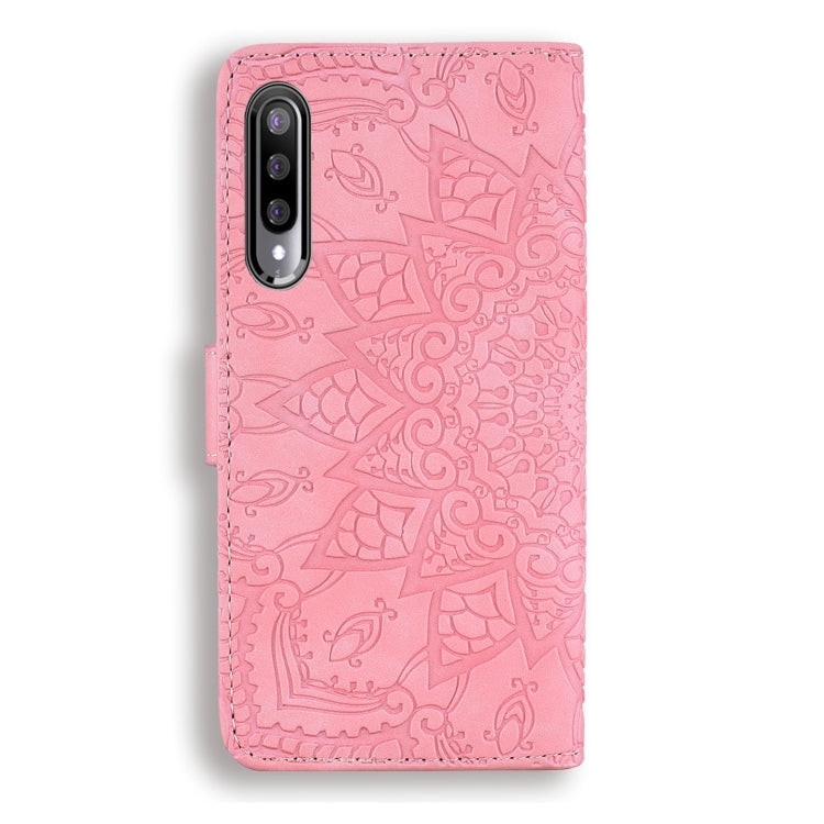 For Xiaomi Mi CC9e / Mi A3 Calf Pattern Mandala Double Folding Design Embossed Leather Case with Wallet & Holder & Card Slots(Pink) by buy2fix