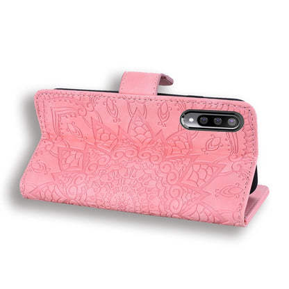 For Xiaomi Mi CC9e / Mi A3 Calf Pattern Mandala Double Folding Design Embossed Leather Case with Wallet & Holder & Card Slots(Pink) by buy2fix