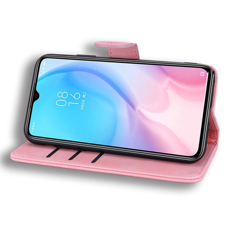 For Xiaomi Mi CC9e / Mi A3 Calf Pattern Mandala Double Folding Design Embossed Leather Case with Wallet & Holder & Card Slots(Pink) by buy2fix