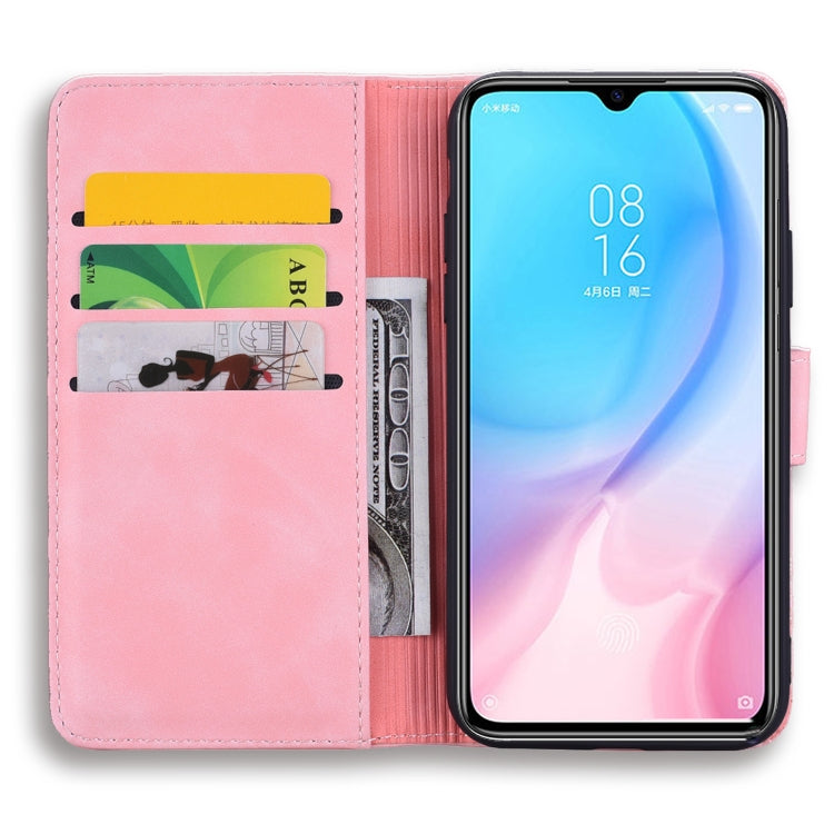 For Xiaomi Mi CC9e / Mi A3 Calf Pattern Mandala Double Folding Design Embossed Leather Case with Wallet & Holder & Card Slots(Pink) by buy2fix