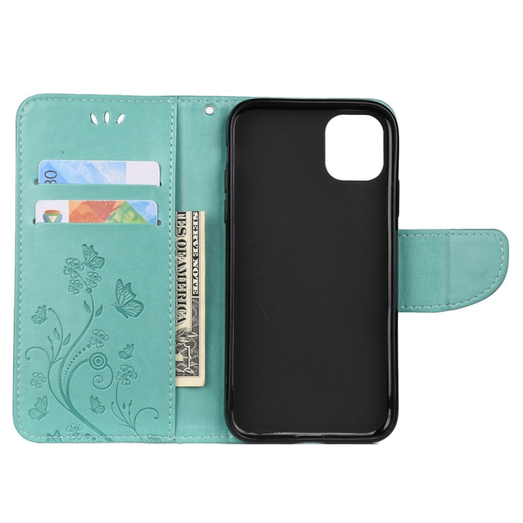 For iPhone 11 Pro Butterfly Flower Pattern Horizontal Flip Leather Case with Holder & Card Slots & Wallet(Green) by buy2fix