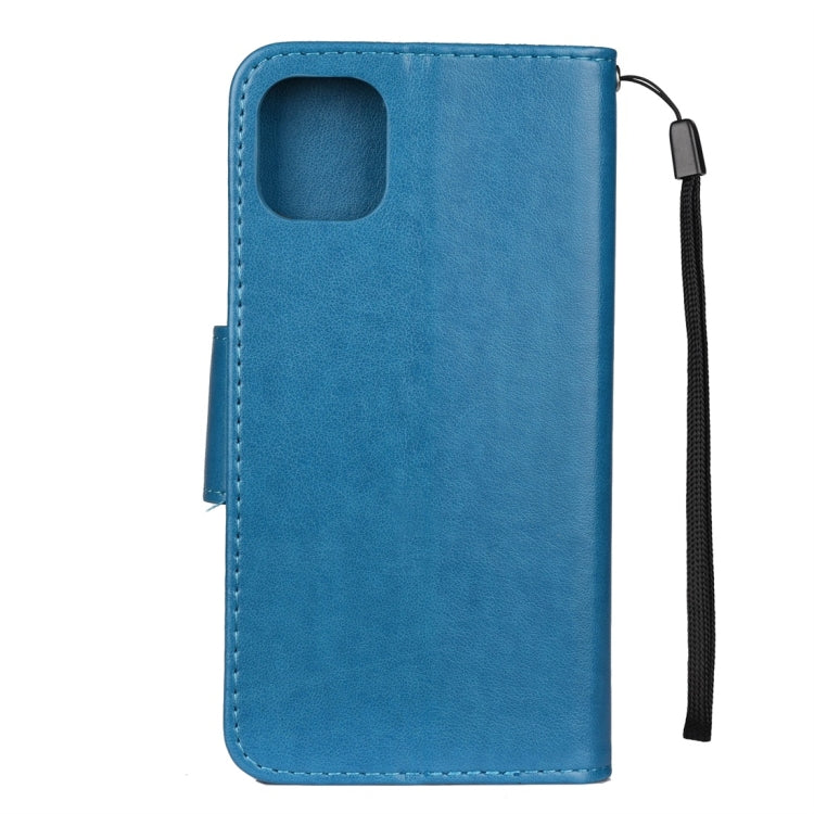 For iPhone 11 Pro Butterfly Flower Pattern Horizontal Flip Leather Case with Holder & Card Slots & Wallet(Blue) by buy2fix