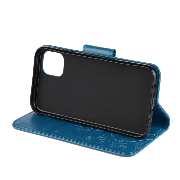 For iPhone 11 Pro Butterfly Flower Pattern Horizontal Flip Leather Case with Holder & Card Slots & Wallet(Blue) by buy2fix