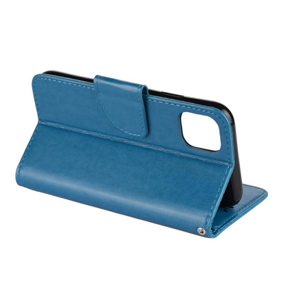 For iPhone 11 Pro Butterfly Flower Pattern Horizontal Flip Leather Case with Holder & Card Slots & Wallet(Blue) by buy2fix