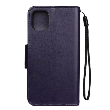 For iPhone 11 Pro Butterfly Flower Pattern Horizontal Flip Leather Case with Holder & Card Slots & Wallet(Deep Purple) by buy2fix