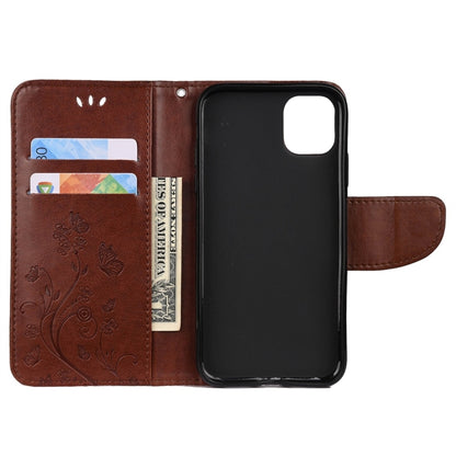 For iPhone 11 Pro Butterfly Flower Pattern Horizontal Flip Leather Case with Holder & Card Slots & Wallet(Brown) by buy2fix