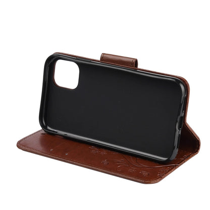 For iPhone 11 Pro Butterfly Flower Pattern Horizontal Flip Leather Case with Holder & Card Slots & Wallet(Brown) by buy2fix