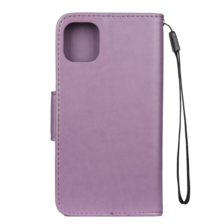 For iPhone 11 Pro Butterfly Flower Pattern Horizontal Flip Leather Case with Holder & Card Slots & Wallet(Light Purple) by buy2fix