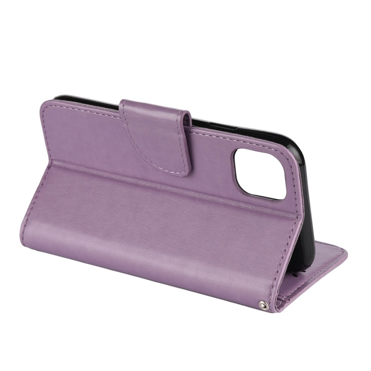 For iPhone 11 Pro Butterfly Flower Pattern Horizontal Flip Leather Case with Holder & Card Slots & Wallet(Light Purple) by buy2fix