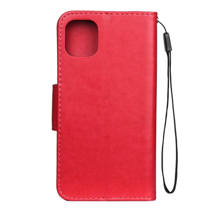 For iPhone 11 Butterfly Flower Pattern Horizontal Flip Leather Case with Holder & Card Slots & Wallet(Red) by buy2fix
