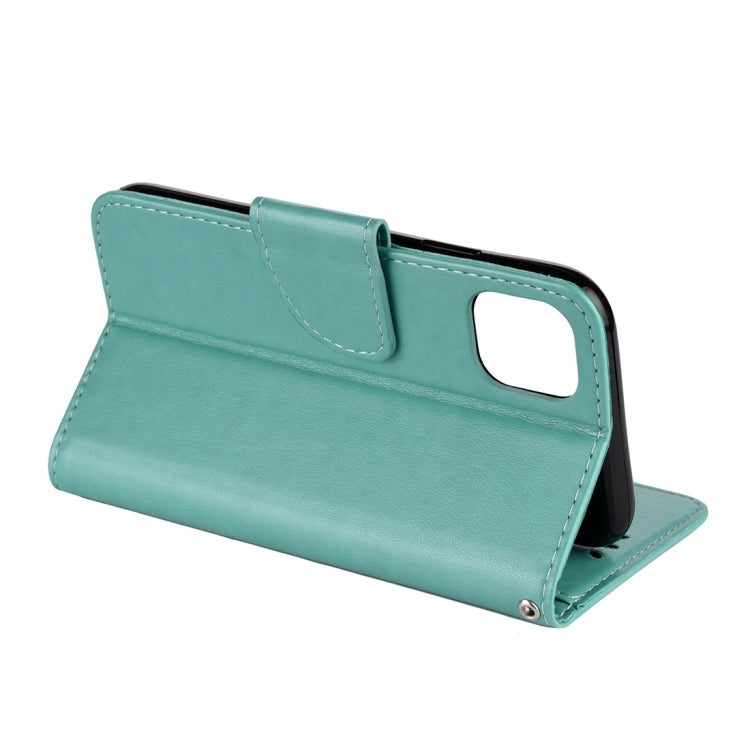 For iPhone 11 Pro Max Butterfly Flower Pattern Horizontal Flip Leather Case with Holder & Card Slots & Wallet(Green) by buy2fix