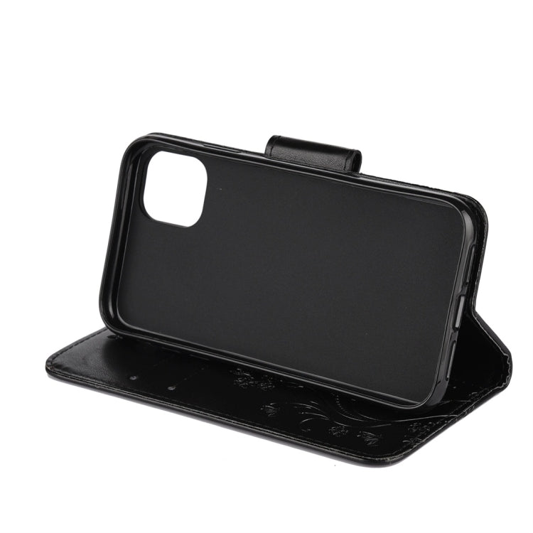 For iPhone 11 Pro Max Butterfly Flower Pattern Horizontal Flip Leather Case with Holder & Card Slots & Wallet(Black) by buy2fix