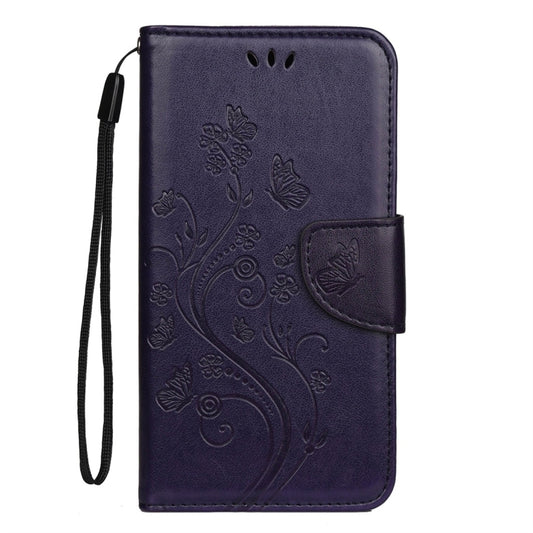 For iPhone 11 Pro Max Butterfly Flower Pattern Horizontal Flip Leather Case with Holder & Card Slots & Wallet(Deep Purple) by buy2fix