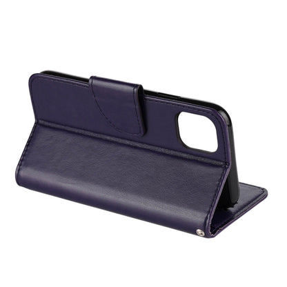 For iPhone 11 Pro Max Butterfly Flower Pattern Horizontal Flip Leather Case with Holder & Card Slots & Wallet(Deep Purple) by buy2fix