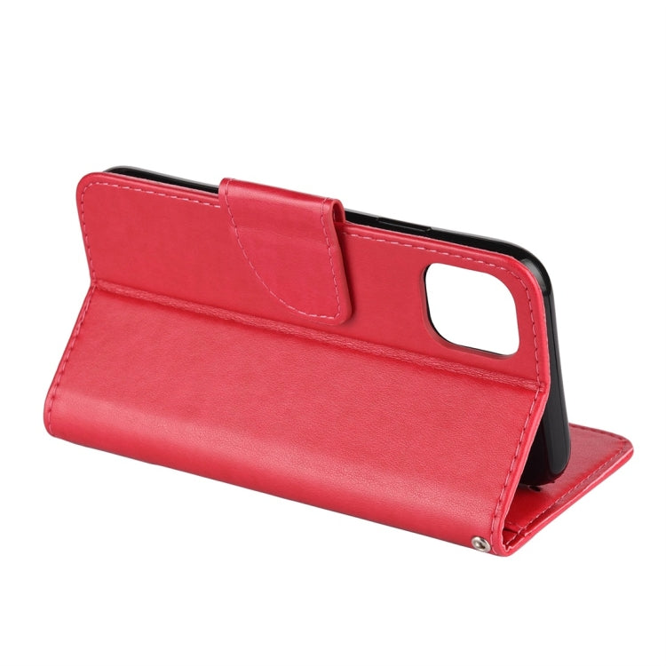 For iPhone 11 Pro Max Butterfly Flower Pattern Horizontal Flip Leather Case with Holder & Card Slots & Wallet(Red) by buy2fix