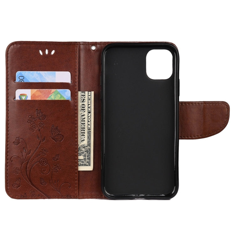 For iPhone 11 Pro Max Butterfly Flower Pattern Horizontal Flip Leather Case with Holder & Card Slots & Wallet(Brown) by buy2fix