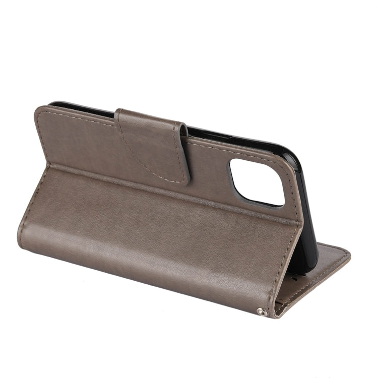 For iPhone 11 Pro Max Butterfly Flower Pattern Horizontal Flip Leather Case with Holder & Card Slots & Wallet(Grey) by buy2fix