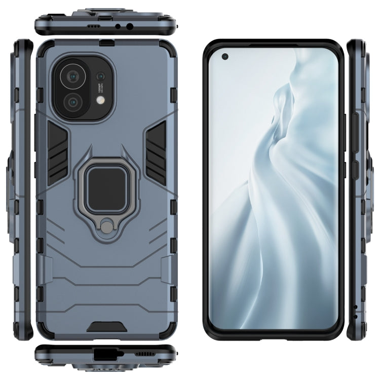 For Xiaomi Mi 11 PC + TPU Shockproof Protective Case with Magnetic Ring Holder(Navy Blue) by buy2fix