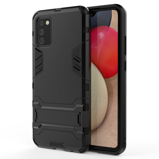 For Samsung Galaxy A02s(EU Edition) PC + TPU Shockproof Protective Case with Holder(Black)