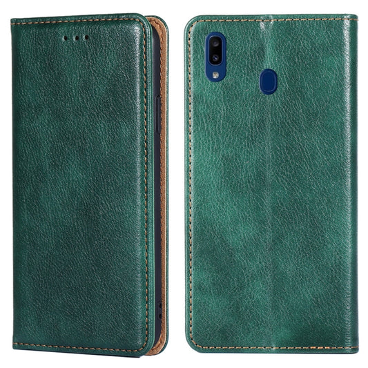 For Samsung Galaxy A20e PU + TPU Gloss Oil Solid Color Magnetic Horizontal Flip Leather Case with Holder & Card Slot & Wallet(Green) by buy2fix