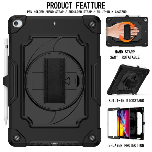 360 Degree Rotation Turntable Contrast Color Robot Shockproof Silicone + PC Protective Case with Holder For iPad 10.2 / 10.2 (2020) / Pro 10.5(Black) by buy2fix