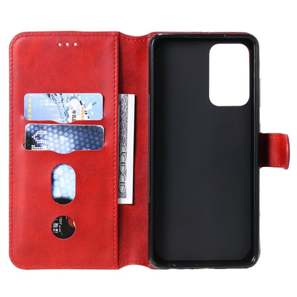 For Samsung Galaxy A52 5G Classic Calf Texture PU + TPU Horizontal Flip Leather Case, with Holder & Card Slots & Wallet(Red) by buy2fix