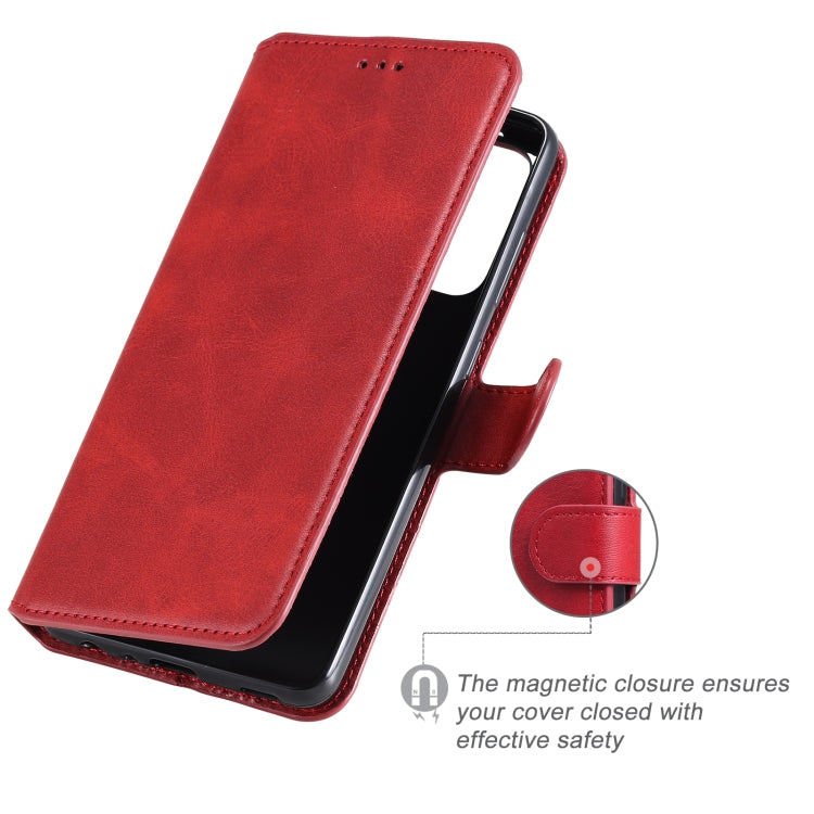 For Samsung Galaxy A52 5G Classic Calf Texture PU + TPU Horizontal Flip Leather Case, with Holder & Card Slots & Wallet(Red) by buy2fix