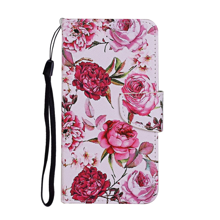 For Samsung Galaxy A02s(EU Edition) Colored Drawing Pattern Horizontal Flip Leather Case with Holder & Card Slots & Wallet & Lanyard(Peonies) - Galaxy Phone Cases by ViLi | Online Shopping UK | buy2fix