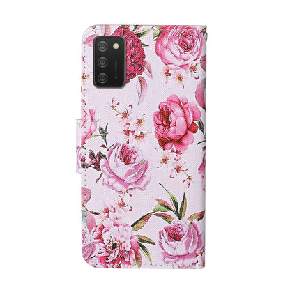 For Samsung Galaxy A02s(EU Edition) Colored Drawing Pattern Horizontal Flip Leather Case with Holder & Card Slots & Wallet & Lanyard(Peonies) - Galaxy Phone Cases by ViLi | Online Shopping UK | buy2fix