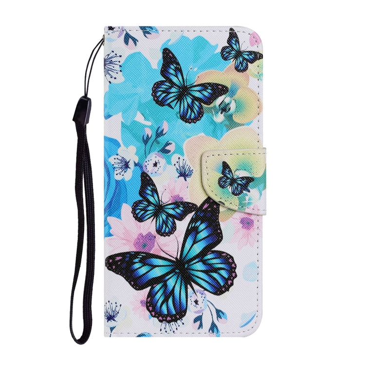For Samsung Galaxy A02s Coloured Drawing Pattern Horizontal Flip PU Leather Case with Holder & Card Slots & Wallet & Lanyard(Purple Butterfly) by buy2fix