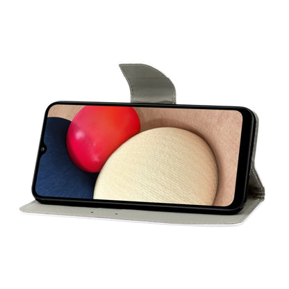 For Samsung Galaxy A02s Coloured Drawing Pattern Horizontal Flip PU Leather Case with Holder & Card Slots & Wallet & Lanyard(Purple Butterfly) by buy2fix