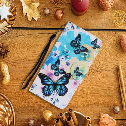 For Samsung Galaxy A02s Coloured Drawing Pattern Horizontal Flip PU Leather Case with Holder & Card Slots & Wallet & Lanyard(Purple Butterfly) by buy2fix