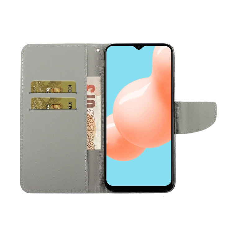For Samsung Galaxy A12 Coloured Drawing Pattern Horizontal Flip PU Leather Case with Holder & Card Slots & Wallet & Lanyard(Lion) by buy2fix
