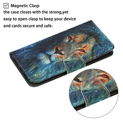 For Samsung Galaxy A12 Coloured Drawing Pattern Horizontal Flip PU Leather Case with Holder & Card Slots & Wallet & Lanyard(Lion) by buy2fix