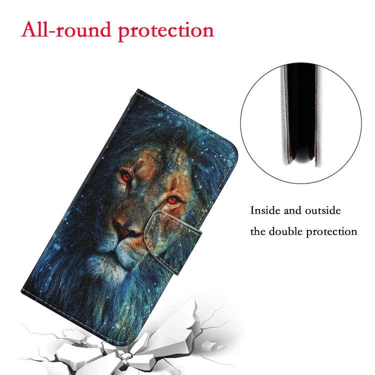 For Samsung Galaxy A12 Coloured Drawing Pattern Horizontal Flip PU Leather Case with Holder & Card Slots & Wallet & Lanyard(Lion) by buy2fix