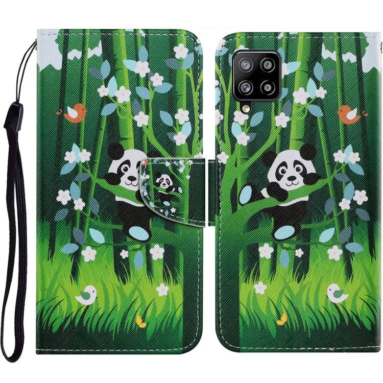 For Samsung Galaxy A12 Coloured Drawing Pattern Horizontal Flip PU Leather Case with Holder & Card Slots & Wallet & Lanyard(Panda) by buy2fix